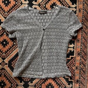 Vintage Garage Black and White Textured Short Sleeve Top
